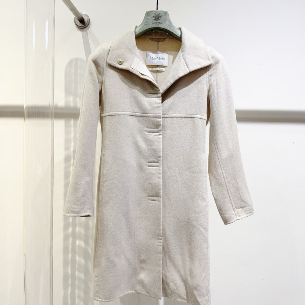 🚩steal authentic Max Mara Cream Belted Coat - Picture 2 of 5